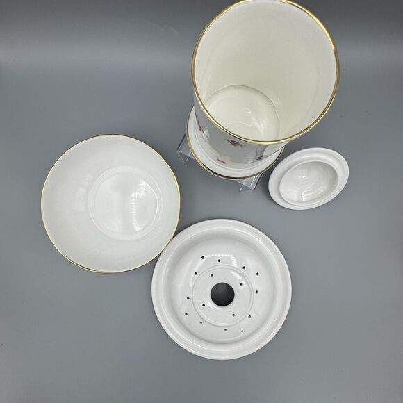 Vtg Laura Ashley Parfums Fine Bone China Bathroom Soap Dish Bowl & Candle Holder - Picture 4 of 8